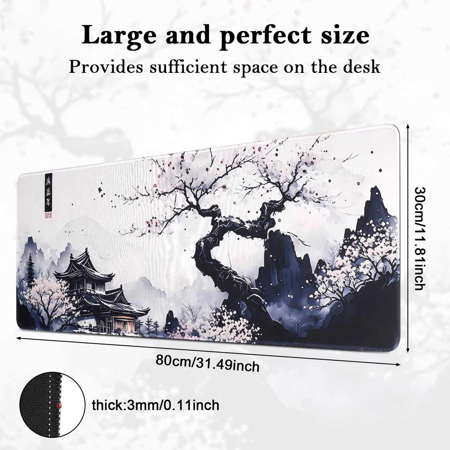 Yimomoyi Tapis de Souris de Jeu, 800 x 300mm XXL Tapis Souris Gaming Grand, Tapis Bureau Antidérapant Étanche, sous Main Souris à Bords Cousus pour Gamer, Ordinateur, PC
