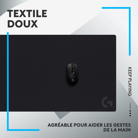 Logitech G G840 Tapis de Souris de Jeu Extra Large, Optimisé pour Les capteurs, Friction modérée,Tapis de Souris antidérapant, Accessoires de Jeu Mac et PC, 900 x 400 x 3 mm