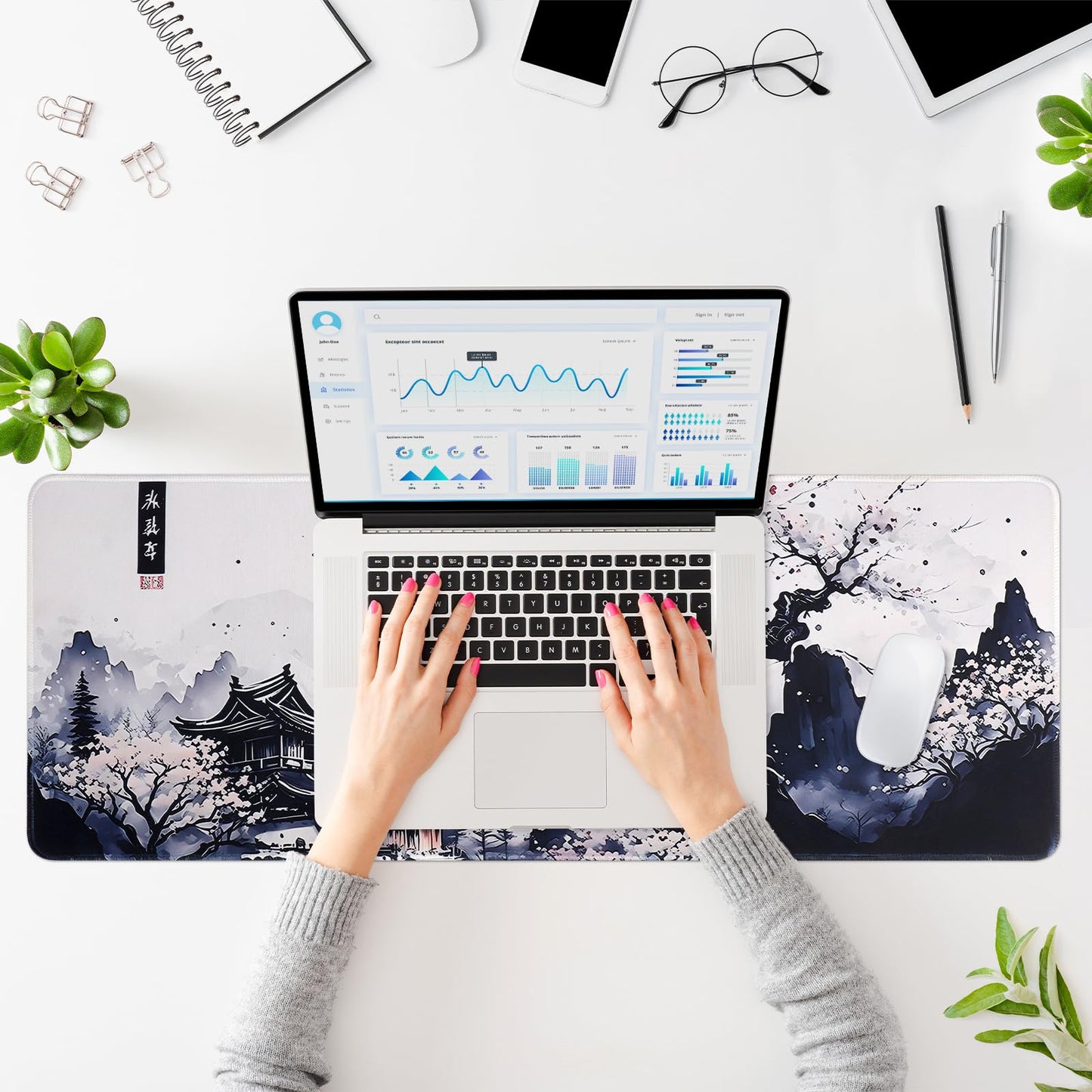 Yimomoyi Tapis de Souris de Jeu, 800 x 300mm XXL Tapis Souris Gaming Grand, Tapis Bureau Antidérapant Étanche, sous Main Souris à Bords Cousus pour Gamer, Ordinateur, PC