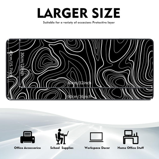 Giecy Tapis de Souris Gaming XXL Mousepad 800 x 300mm, Grand Tapis de Bureau sous Main avec Base en Caoutchouc antidérapante pour Gamer,Personnel de Bureau(Lignes Noires et Blanches)