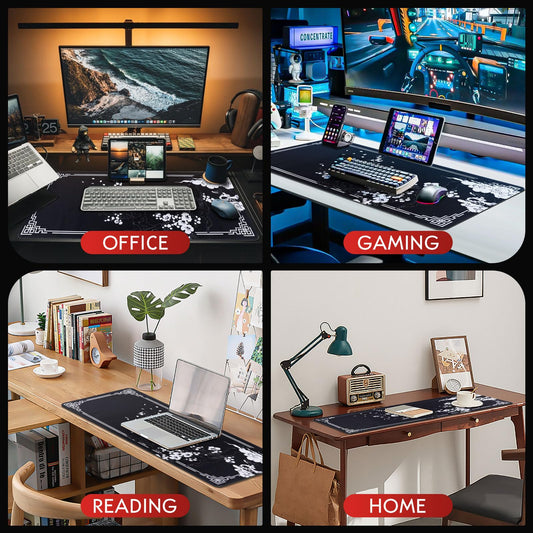 EFISH Tapis de Souris de Jeu Japonais XXL 800 x 300 mm Grand Tapis de Bureau Bords Cousus Imperméable Antidérapant pour PC, MacBook, Ordinateur Portable Améliore la précision et la Vitesse. (B20)