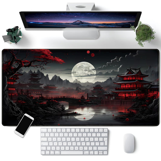 LeKuni Grand Tapis De Souris Gaming XXL - 900 X 400 mm - Gamer Mouse Pad avec Coutures sur Les Bords - sous Main Bureau - Accessoire Bureau, Base en Caoutchouc Antidérapant Surface (Pleine Lune)